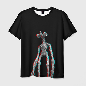 Мужская футболка 3D с принтом Siren Head Glitch в Тюмени, 100% полиэфир | прямой крой, круглый вырез горловины, длина до линии бедер | glitch | glitch siren head | rgb | siren head | sirena | глитч | глич | ретро | сирейноголовый | сирена | сиреноголовый