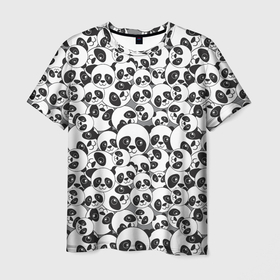Мужская футболка 3D с принтом ПАНДОЧКИ в Санкт-Петербурге, 100% полиэфир | прямой крой, круглый вырез горловины, длина до линии бедер | девушкам | детская | детям | женская | животные | медведи | медведь | медвежата | медвежатки | милота | милый | мишка | мишки | панда | пандочки | панды | паттерн