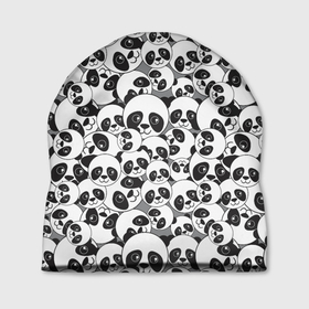 Шапка 3D с принтом ПАНДОЧКИ , 100% полиэстер | универсальный размер, печать по всей поверхности изделия | девушкам | детская | детям | женская | животные | медведи | медведь | медвежата | медвежатки | милота | милый | мишка | мишки | панда | пандочки | панды | паттерн