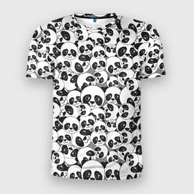 Мужская футболка 3D спортивная с принтом ПАНДОЧКИ в Петрозаводске, 100% полиэстер с улучшенными характеристиками | приталенный силуэт, круглая горловина, широкие плечи, сужается к линии бедра | девушкам | детская | детям | женская | животные | медведи | медведь | медвежата | медвежатки | милота | милый | мишка | мишки | панда | пандочки | панды | паттерн