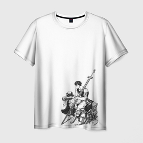 Мужская футболка 3D с принтом Берсерк сидит в Петрозаводске, 100% полиэфир | прямой крой, круглый вырез горловины, длина до линии бедер | berserk | берсерк | гатс | манга | меч | чёрный мечник