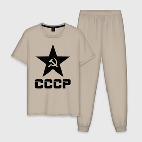 Мужская пижама хлопок с принтом СССР в Курске, 100% хлопок | брюки и футболка прямого кроя, без карманов, на брюках мягкая резинка на поясе и по низу штанин
 | ussr | герб | звезда | коммунист | комсомол | кпсс | красный | ленин | лого | логотип | молот | надпись | патриот | республик | ретро | рсфср | серп | символ | снг | советский | советских | социалистических