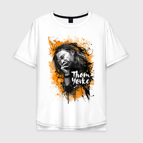 Мужская футболка хлопок Oversize с принтом Thom Yorke в Кировске, 100% хлопок | свободный крой, круглый ворот, “спинка” длиннее передней части | radiohead | thom yorke | радиохед | том йорк