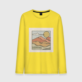 Мужской лонгслив хлопок с принтом Пейзаж в Тюмени, 100% хлопок |  | абстракция | закат | минимализм | пейзаж | ретро