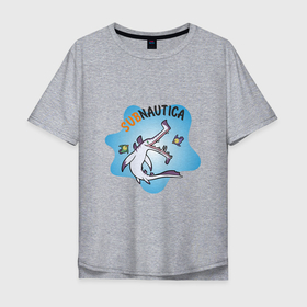 Мужская футболка хлопок Oversize с принтом Sabnautica в Екатеринбурге, 100% хлопок | свободный крой, круглый ворот, “спинка” длиннее передней части | Тематика изображения на принте: sabnautica | акула | море | рыба | рыбы | сабнавтика