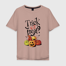 Мужская футболка хлопок Oversize с принтом Кошелек или жизнь , 100% хлопок | свободный крой, круглый ворот, “спинка” длиннее передней части | bat | halloween | jaw | pumpkin | smile | летучая мышь | пасть | тыква | улыбка | хэллоуин