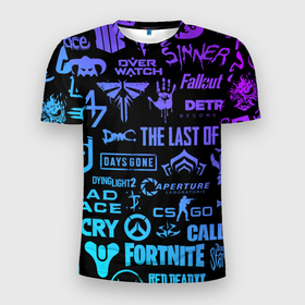 Мужская футболка 3D спортивная с принтом ЛОГОТИПЫ ИГР  в Белгороде, 100% полиэстер с улучшенными характеристиками | приталенный силуэт, круглая горловина, широкие плечи, сужается к линии бедра | brawl stars | call of duty | cs go | cyberpunk 2077 | dark souls | death stranding | detroit become human | dying light 2 | far cry | farcry | fortnite | metro exodus | overwatch | resident evil 2 | tes | the last of us | warframe | watch do