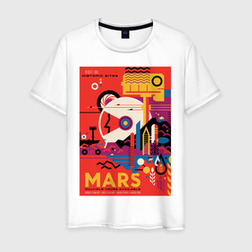 Мужская футболка хлопок с принтом Марс , 100% хлопок | прямой крой, круглый вырез горловины, длина до линии бедер, слегка спущенное плечо. | Тематика изображения на принте: mars | space | космос | марс | миссия | освоение