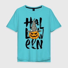 Мужская футболка хлопок Oversize с принтом Halloween в Санкт-Петербурге, 100% хлопок | свободный крой, круглый ворот, “спинка” длиннее передней части | eyes | halloween | hat | jaw | pumpkin | smile | глаза | пасть | тыква | улыбка | хэллоуин | шляпа