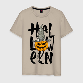 Мужская футболка хлопок с принтом Halloween в Санкт-Петербурге, 100% хлопок | прямой крой, круглый вырез горловины, длина до линии бедер, слегка спущенное плечо. | eyes | halloween | hat | jaw | pumpkin | smile | глаза | пасть | тыква | улыбка | хэллоуин | шляпа