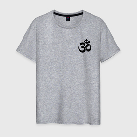 Мужская футболка хлопок с принтом Мантра ОМ в Кировске, 100% хлопок | прямой крой, круглый вырез горловины, длина до линии бедер, слегка спущенное плечо. | aum | индия | индуизм | мантра | мантра ом | медитация | ом