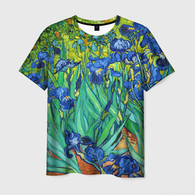 Мужская футболка 3D с принтом Ирисы Ван Гога , 100% полиэфир | прямой крой, круглый вырез горловины, длина до линии бедер | vangogh | арт | вангог | ветки | винсент | девушкам | импрессионизм | ирисы | искусство | картина | лепестки | летние | лето | листья | масло | пейзаж | поле | природа | растения | рисунок | сад | солнце