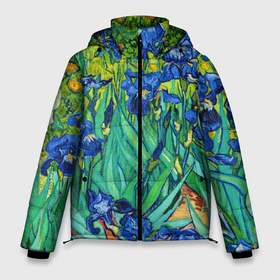 Мужская зимняя куртка 3D с принтом Ирисы Ван Гога в Тюмени, верх — 100% полиэстер; подкладка — 100% полиэстер; утеплитель — 100% полиэстер | длина ниже бедра, свободный силуэт Оверсайз. Есть воротник-стойка, отстегивающийся капюшон и ветрозащитная планка. 

Боковые карманы с листочкой на кнопках и внутренний карман на молнии. | vangogh | арт | вангог | ветки | винсент | девушкам | импрессионизм | ирисы | искусство | картина | лепестки | летние | лето | листья | масло | пейзаж | поле | природа | растения | рисунок | сад | солнце