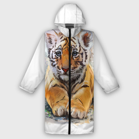Дождевик унисекс 3D с принтом Tiger Art в городе Новоалтайск,  |  | art | blue | dinamic picture | lion | tiger | white | арт | животные | картинка | лев | рисунок | тигр