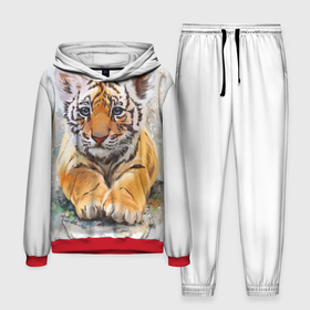 Мужской костюм 3D (с толстовкой) с принтом Tiger Art ,  |  | Тематика изображения на принте: art | blue | dinamic picture | lion | tiger | white | арт | животные | картинка | лев | рисунок | тигр