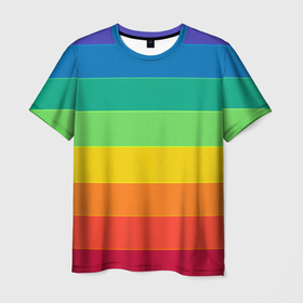 Мужская футболка 3D с принтом Радуга (Z) , 100% полиэфир | прямой крой, круглый вырез горловины, длина до линии бедер | rainbow | summer | ирида | летняя | радуга | радужный | разноцветная | семицвет | яркая