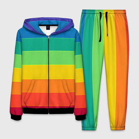 Мужской костюм 3D с принтом Радуга (Z) , 100% полиэстер | Манжеты и пояс оформлены тканевой резинкой, двухслойный капюшон со шнурком для регулировки, карманы спереди | rainbow | summer | ирида | летняя | радуга | радужный | разноцветная | семицвет | яркая