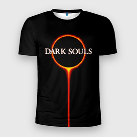 Мужская футболка 3D спортивная с принтом Dark Souls в Белгороде, 100% полиэстер с улучшенными характеристиками | приталенный силуэт, круглая горловина, широкие плечи, сужается к линии бедра | Тематика изображения на принте: black sun | bonfire | dark souls | dark souls 3 | dark souls logo | ds 3 | game | souls | sun | you died | дарк соулз | дарк соулс | дарк соулс лого | дс 3 | затмение | игра | солнечное затмение | солнце | темная душа | темные души | черное