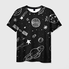Мужская футболка 3D с принтом Cosmos в Белгороде, 100% полиэфир | прямой крой, круглый вырез горловины, длина до линии бедер | Тематика изображения на принте: comet | cosmos | moon | planet | satellite | saturn | space | star | weightlessness | звезда | комета | космос | луна | невесомость | планета | сатурн | спутник