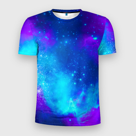 Мужская футболка 3D спортивная с принтом Космос в Курске, 100% полиэстер с улучшенными характеристиками | приталенный силуэт, круглая горловина, широкие плечи, сужается к линии бедра | астроном | бесконечность | вселенная | звезда | звезды | комета | космонавт | космос | море | небо | неон | пальма | планета