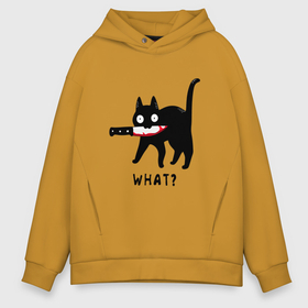 Мужское худи Oversize хлопок с принтом WHAT & CAT , френч-терри — 70% хлопок, 30% полиэстер. Мягкий теплый начес внутри —100% хлопок | боковые карманы, эластичные манжеты и нижняя кромка, капюшон на магнитной кнопке | art | black | black cat | cat | dark | dark cat | what | what cat | what mem | арт | вопрос | интернет мем | кот | кот арт | кот мем | кошачье лицо | кошачья мордочка | мем | нож | прикол | прикольный кот | убица | чёрный | чёрный кот