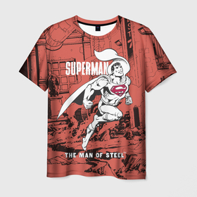Мужская футболка 3D с принтом The man of steel в Белгороде, 100% полиэфир | прямой крой, круглый вырез горловины, длина до линии бедер | man | steel | superman | vdzajul | супермен | супермэн