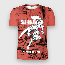 Мужская футболка 3D спортивная с принтом The man of steel в Санкт-Петербурге, 100% полиэстер с улучшенными характеристиками | приталенный силуэт, круглая горловина, широкие плечи, сужается к линии бедра | man | steel | superman | vdzajul | супермен | супермэн