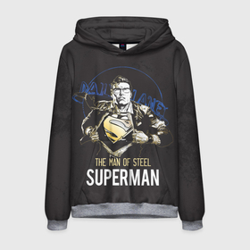 Мужская толстовка 3D с принтом Supermen в Новосибирске, 100% полиэстер | двухслойный капюшон со шнурком для регулировки, мягкие манжеты на рукавах и по низу толстовки, спереди карман-кенгуру с мягким внутренним слоем. | man | steel | superman | vdzajul | супермен | супермэн