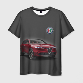 Мужская футболка 3D с принтом Alfa Romeo в Петрозаводске, 100% полиэфир | прямой крой, круглый вырез горловины, длина до линии бедер | alfa romeo | car | italy | prestige | автомобиль | альфа ромео | италия | престиж
