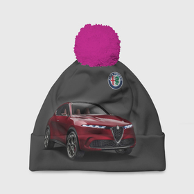 Шапка 3D c помпоном с принтом Alfa Romeo в Белгороде, 100% полиэстер | универсальный размер, печать по всей поверхности изделия | alfa romeo | car | italy | prestige | автомобиль | альфа ромео | италия | престиж