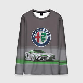 Мужской лонгслив 3D с принтом Alfa Romeo motorsport в Петрозаводске, 100% полиэстер | длинные рукава, круглый вырез горловины, полуприлегающий силуэт | alfa romeo | car | italy | motorsport | prestige | автоспорт | альфа ромео | италия | престиж