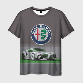 Мужская футболка 3D с принтом Alfa Romeo motorsport в Екатеринбурге, 100% полиэфир | прямой крой, круглый вырез горловины, длина до линии бедер | alfa romeo | car | italy | motorsport | prestige | автоспорт | альфа ромео | италия | престиж