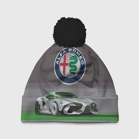 Шапка 3D c помпоном с принтом Alfa Romeo motorsport в Тюмени, 100% полиэстер | универсальный размер, печать по всей поверхности изделия | alfa romeo | car | italy | motorsport | prestige | автоспорт | альфа ромео | италия | престиж