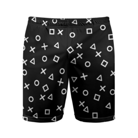 Мужские шорты спортивные с принтом Геометрические фигуры в Курске,  |  | квадрат | крест | круг | плюс | плюсик | триугольник