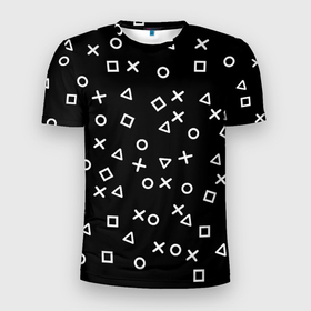 Мужская футболка 3D Slim с принтом Геометрические фигуры в Тюмени, 100% полиэстер с улучшенными характеристиками | приталенный силуэт, круглая горловина, широкие плечи, сужается к линии бедра | квадрат | крест | круг | плюс | плюсик | триугольник