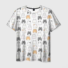 Мужская футболка 3D с принтом Толстые котики в Белгороде, 100% полиэфир | прямой крой, круглый вырез горловины, длина до линии бедер | cute | japan | japanese | k pop | kawaii | korea | korean | детские | забавные | к поп | кавайные | кей поп | корейские | котики | коты | котята | котятки | кошки | милые | прикольные | пухленькие | пухлые | смешные | счастливые
