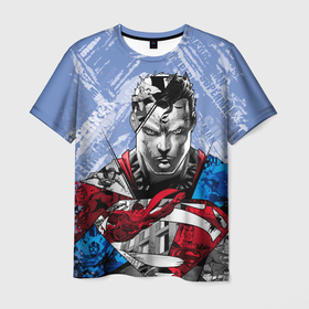 Мужская футболка 3D с принтом S U P E R M A N в Тюмени, 100% полиэфир | прямой крой, круглый вырез горловины, длина до линии бедер | man | steel | superman | vdzajul | супермен | супермэн