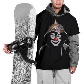 Накидка на куртку 3D с принтом Клоун в шапочке в Тюмени, 100% полиэстер |  | Тематика изображения на принте: 5g вышки | клоун | связь | фобия | фольга