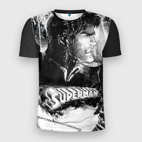 Мужская футболка 3D спортивная с принтом Супермен  в Екатеринбурге, 100% полиэстер с улучшенными характеристиками | приталенный силуэт, круглая горловина, широкие плечи, сужается к линии бедра | man | steel | superman | vdzajul | супермен | супермэн