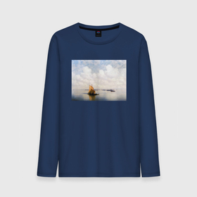 Мужской лонгслив хлопок с принтом картина Айвазовского в Курске, 100% хлопок |  | Тематика изображения на принте: айвазовский | корабль | море | облака | рисунок