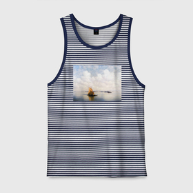 Мужская майка хлопок с принтом картина Айвазовского , 100% хлопок |  | айвазовский | корабль | море | облака | рисунок