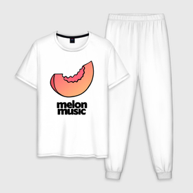 Мужская пижама хлопок с принтом MELON MUSIC в Курске, 100% хлопок | брюки и футболка прямого кроя, без карманов, на брюках мягкая резинка на поясе и по низу штанин
 | mayot | melon | music | seemee | yungway | вэй | дыни | майот | мелон | мьюзик | сими | янг | янгвэй