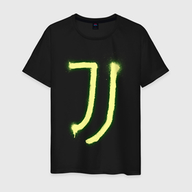 Мужская футболка хлопок с принтом Juventus | Spray logo (2021) в Санкт-Петербурге, 100% хлопок | прямой крой, круглый вырез горловины, длина до линии бедер, слегка спущенное плечо. | 0x000000123 | juve | juventus | ronaldo | юве | ювентус