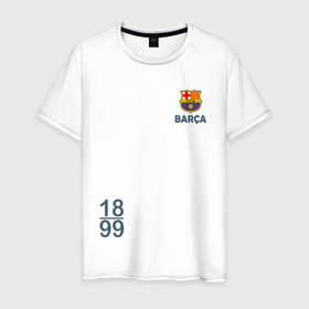 Мужская футболка хлопок с принтом FC Barcelona | 18/99 (2021) в Тюмени, 100% хлопок | прямой крой, круглый вырез горловины, длина до линии бедер, слегка спущенное плечо. | 0x000000123 | barca | barcelona | fcb | messi | барса | барселона | месси | фкб