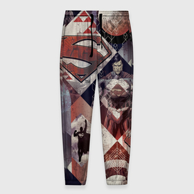 Мужские брюки 3D с принтом Супермен в Санкт-Петербурге, 100% полиэстер | манжеты по низу, эластичный пояс регулируется шнурком, по бокам два кармана без застежек, внутренняя часть кармана из мелкой сетки | man | steel | superman | vdzajul | супермен | супермэн