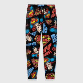 Мужские брюки 3D с принтом Up up and away в Санкт-Петербурге, 100% полиэстер | манжеты по низу, эластичный пояс регулируется шнурком, по бокам два кармана без застежек, внутренняя часть кармана из мелкой сетки | man | steel | superman | vdzajul | супермен | супермэн