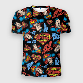 Мужская футболка 3D спортивная с принтом Up up and away в Екатеринбурге, 100% полиэстер с улучшенными характеристиками | приталенный силуэт, круглая горловина, широкие плечи, сужается к линии бедра | Тематика изображения на принте: man | steel | superman | vdzajul | супермен | супермэн