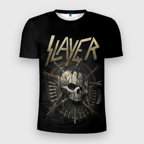Мужская футболка 3D Slim с принтом Slayer в Курске, 100% полиэстер с улучшенными характеристиками | приталенный силуэт, круглая горловина, широкие плечи, сужается к линии бедра | kerry king | musical group | repentless | slayer | tom araya | метал | том арайа | трэш