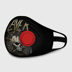 Маска из неопрена с принтом Slayer в Ухте, неопрен 100% | Форма огибающая нос. Резинки для ушей с дополнительной резинкой на затылке. Клапан для выдоха для активного дыхания при занятиях спортом. Эластичный материал маски и окантовки для лучшего растяжения и прилегания маски.  | kerry king | musical group | repentless | slayer | tom araya | метал | том арайа | трэш