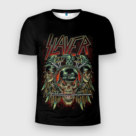 Мужская футболка 3D Slim с принтом Slayer в Курске, 100% полиэстер с улучшенными характеристиками | приталенный силуэт, круглая горловина, широкие плечи, сужается к линии бедра | kerry king | musical group | repentless | slayer | tom araya | метал | том арайа | трэш